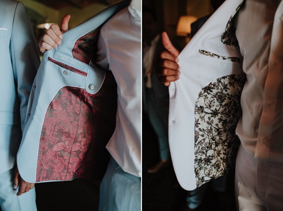 details of groom and best men jacket
