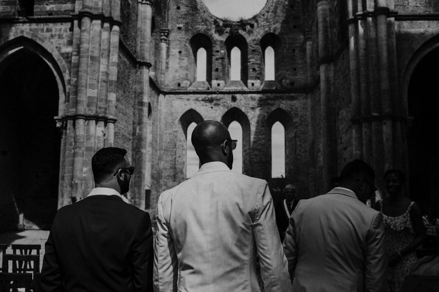black and white groom san galgano