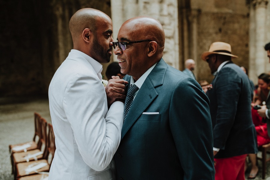 groom with father in San Galgano
