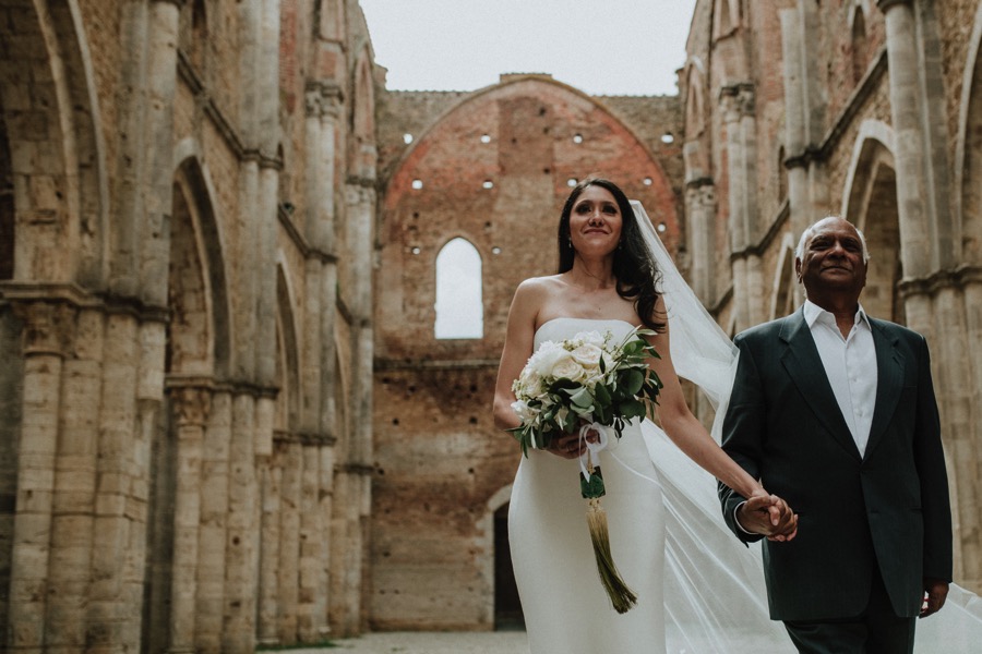bride father entering San Galgano