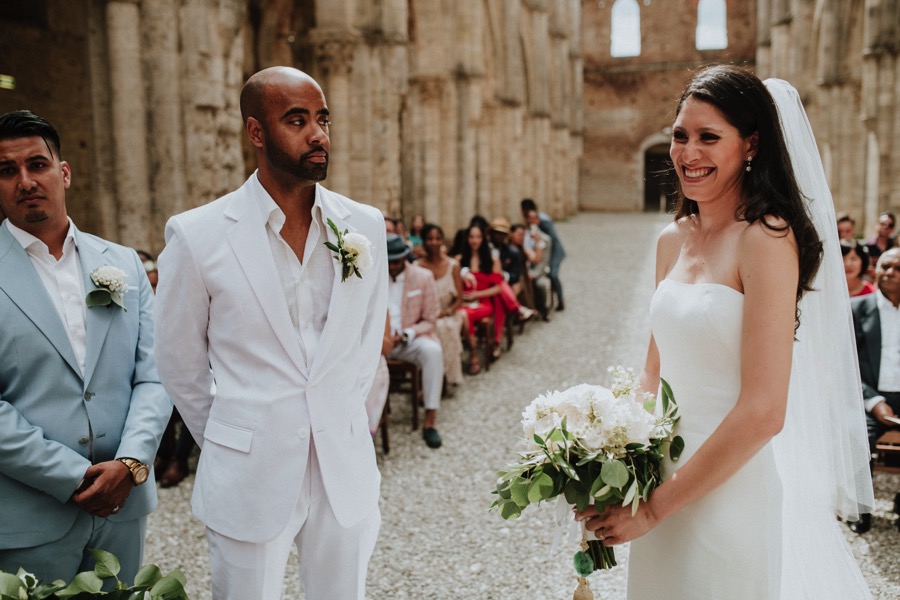 bride and groom portrait in San Galgano