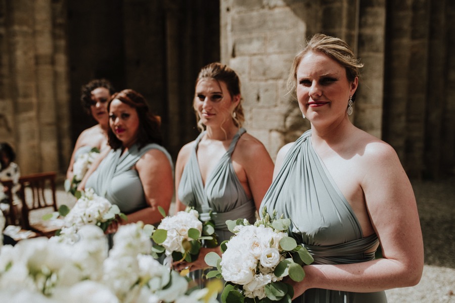 bridesmaids portrait in San Galgano