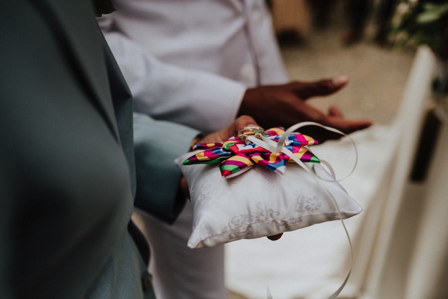 wedding rings on korean pouch