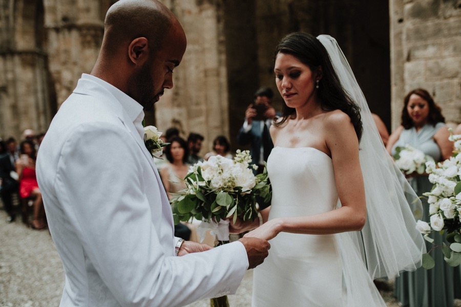 wedding rings moment in San Galgano