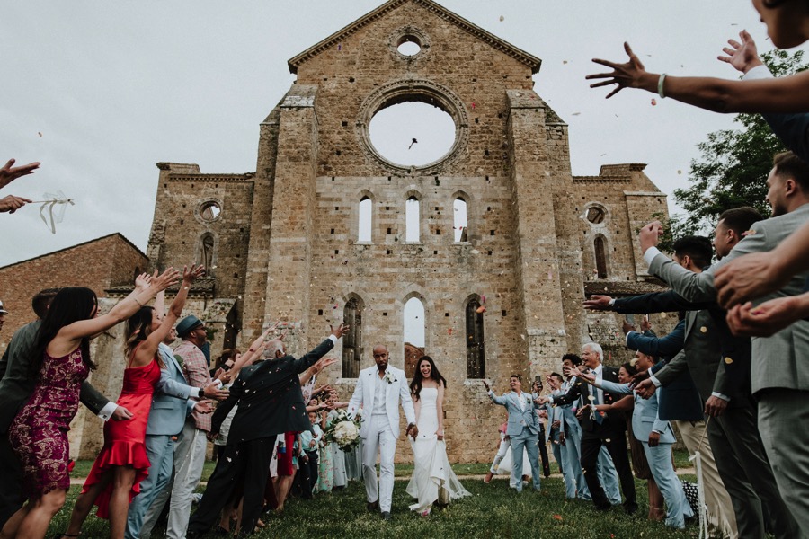 confetti moment in San Galgano
