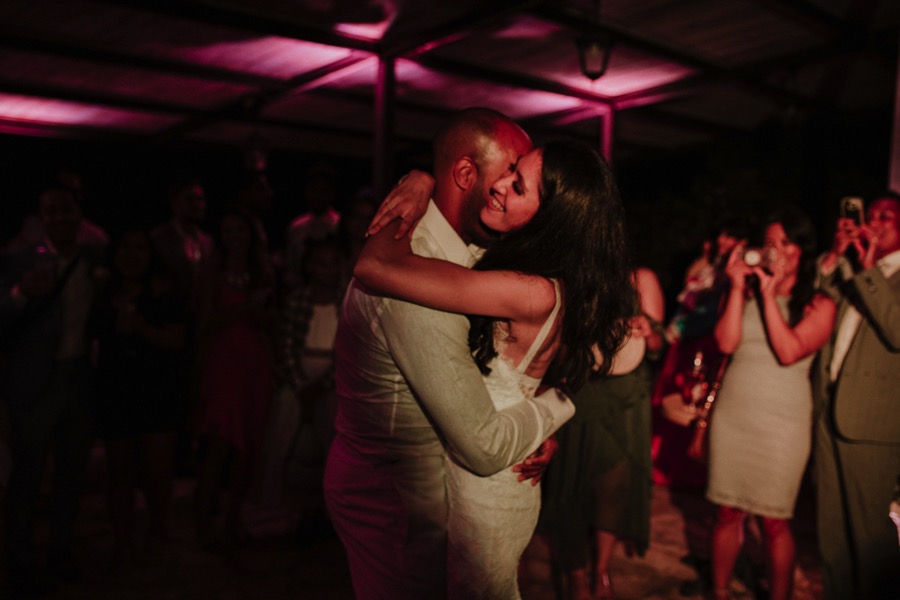 bride and groom first dance natural light