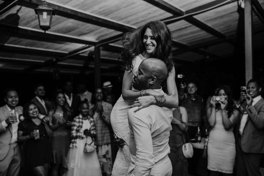 black and white bride and groom first dance