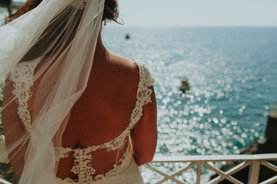 bride details looking from a terrace in Hotel Marmorata Ravello