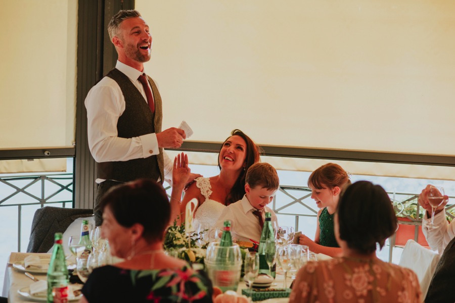 groom speech during a destination wedding in Hotel Marmorata