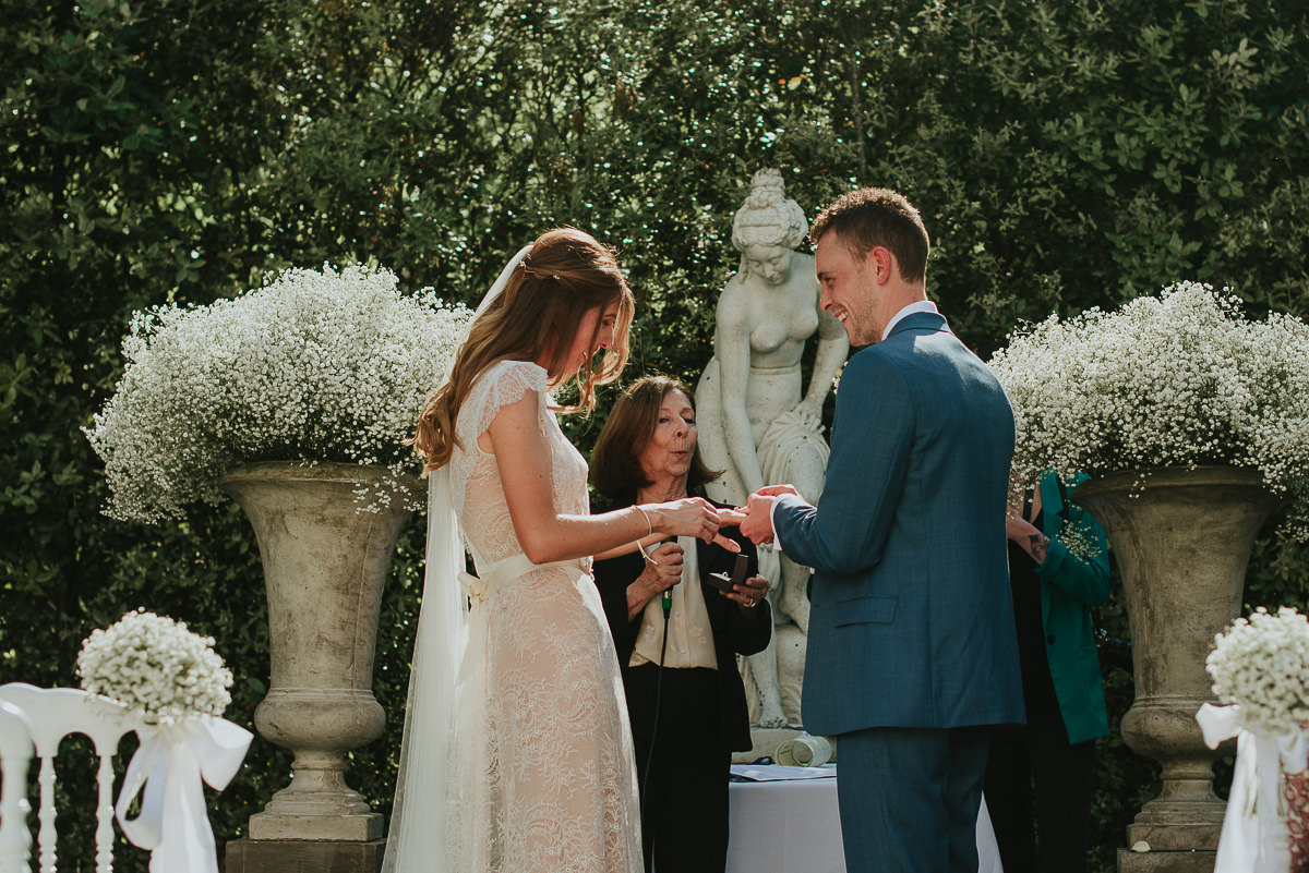 bride and groom during a destination wedding in Villa Cora Florence