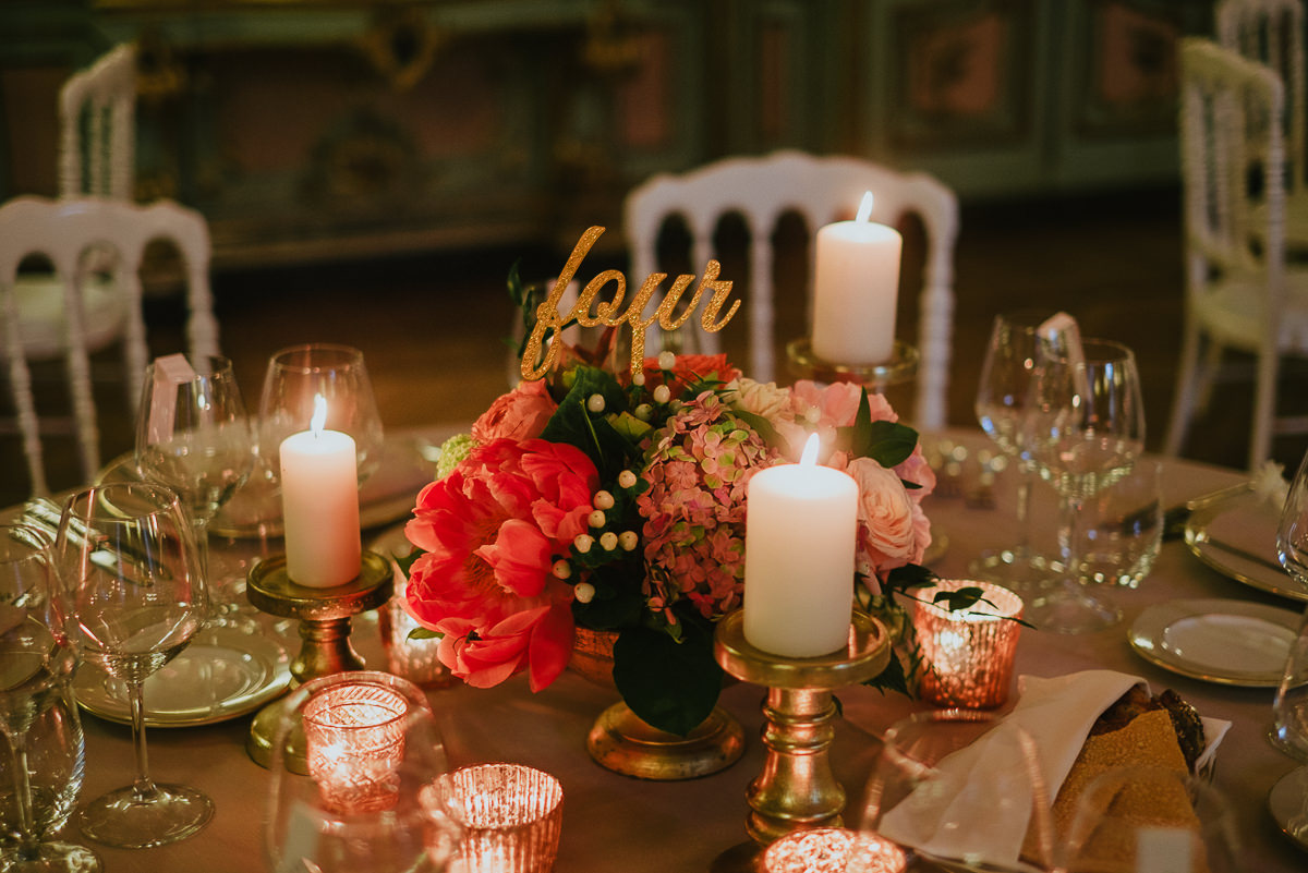 table setup in villa cora for a destination wedding