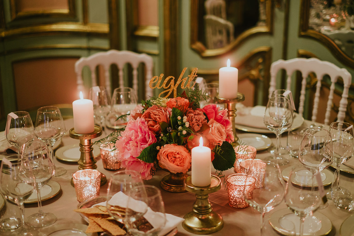 flower table setup in Villa Cora Florence during a destination wedding