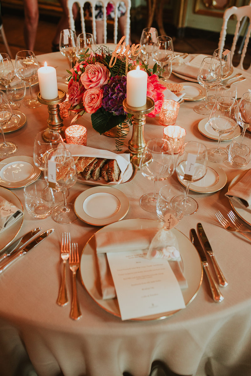 elegant table setup in Villa Cora Florence during a destination wedding