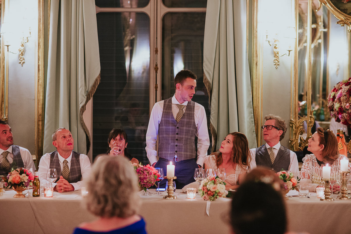 groom speech in Villa Cora Destination Wedding in Florence