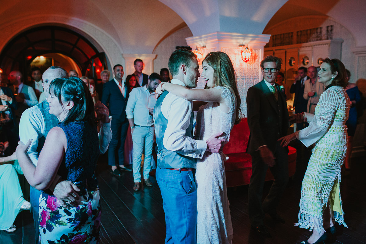 bride and groom dancing in Villa Cora destination wedding venue in Florence