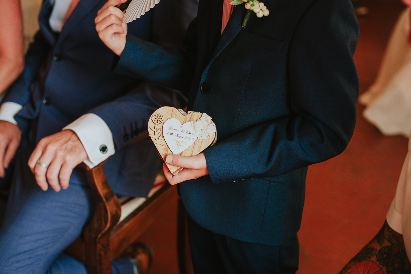 Detail of the wedding rings wooden box