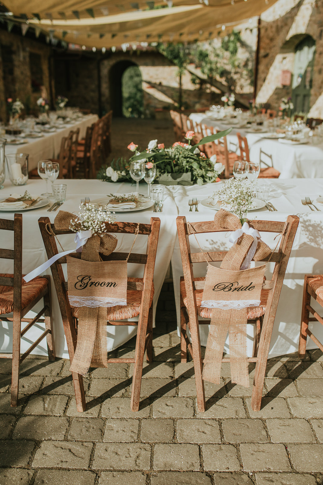 rustic bride and groom placeholder idea for wedding