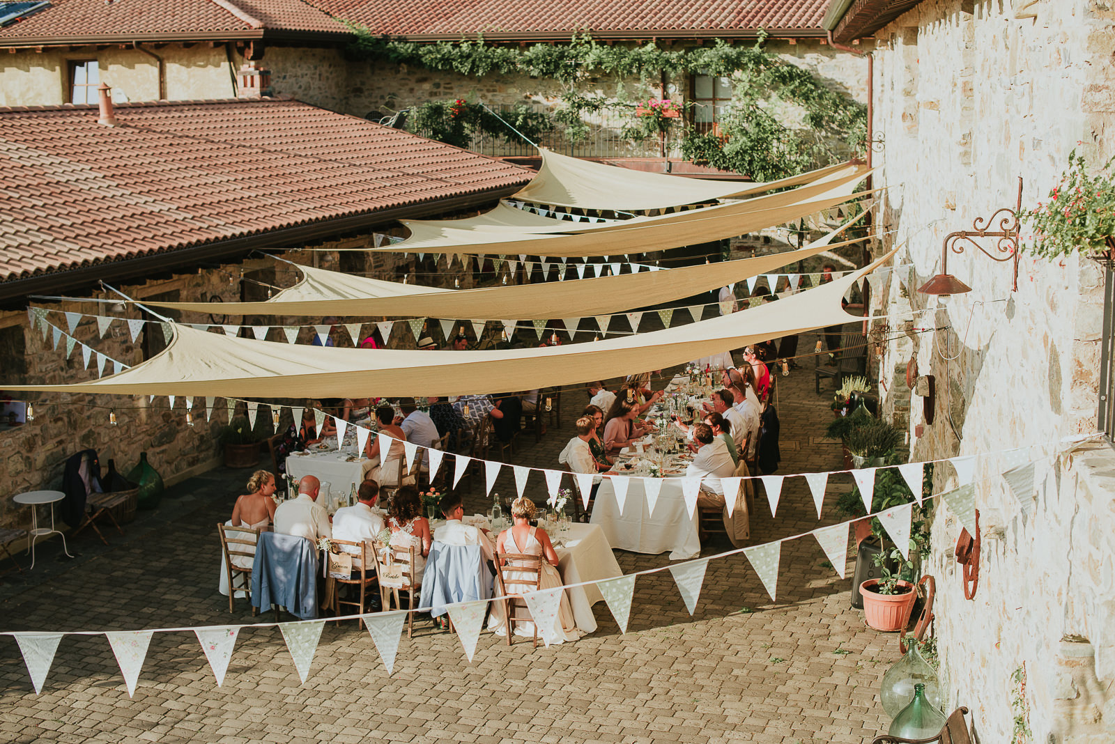 Podere Conti set up for an outdoor destination wedding 