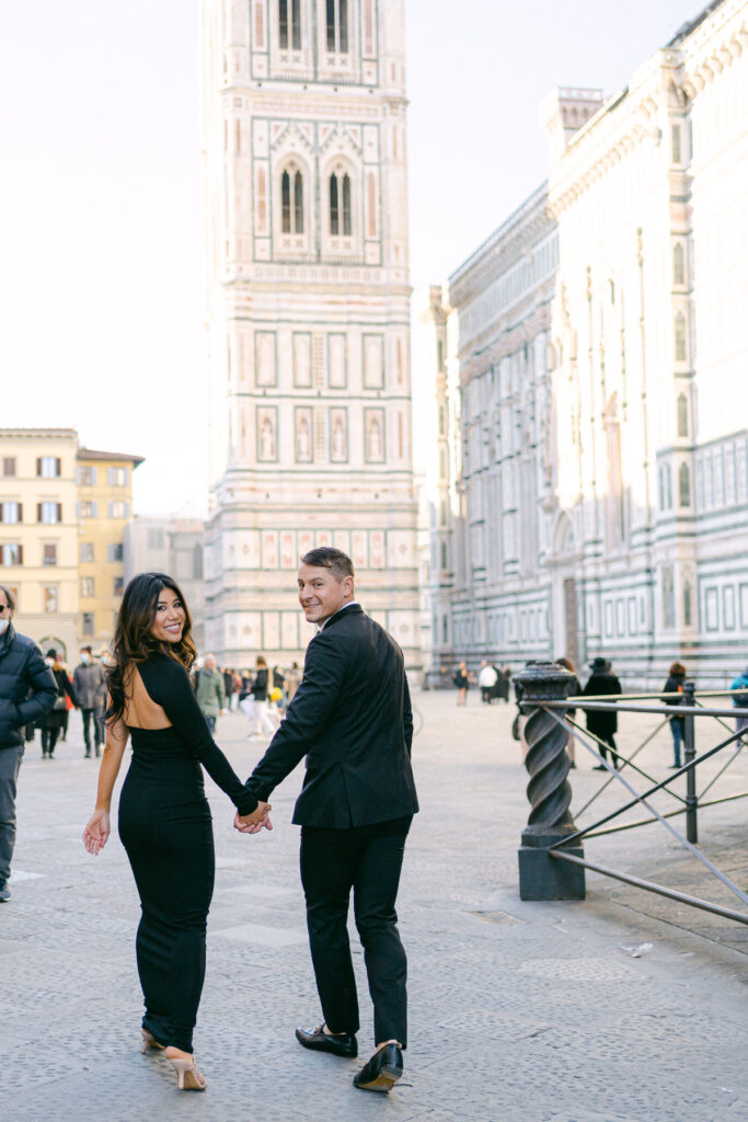 engaged couple portrait in Florence