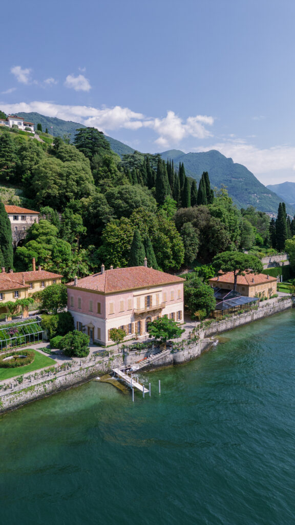 villa pizzo lake como drone shot